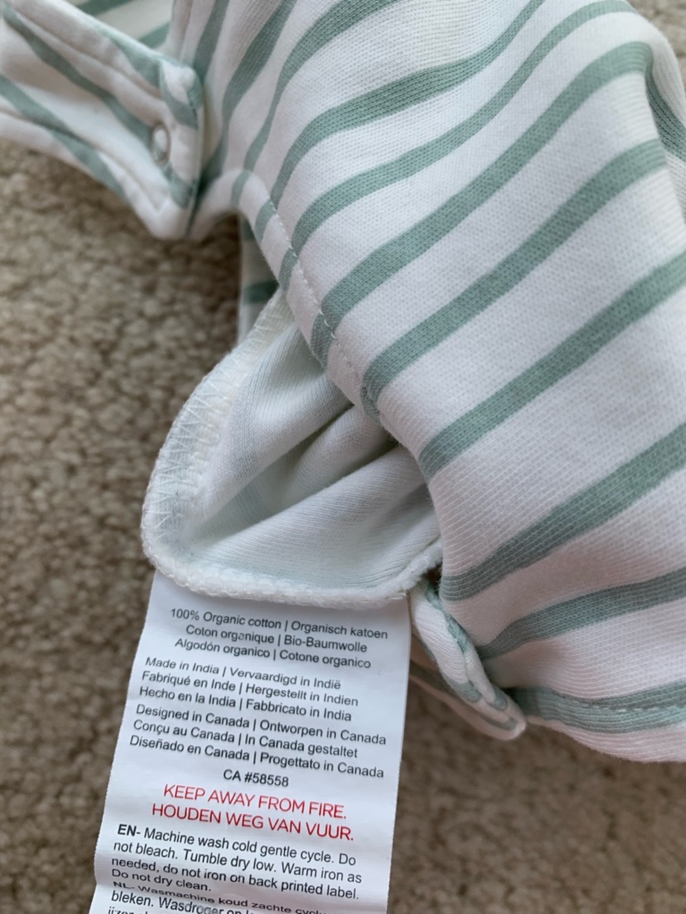 Pehr Size 0-3 Months Cream Nautral Organic Cotton Stripe Overalls Romper - Picture 6 of 6